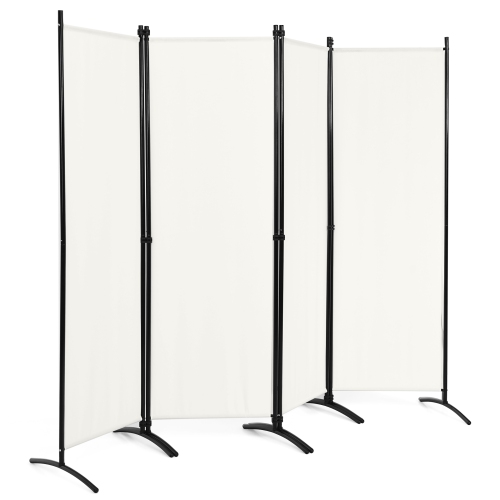 Costway 4-Panel 5.6ft Room Divider Folding Fabric Privacy Screen w/Steel Frame