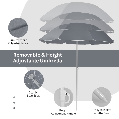 Costway Portable Folding Picnic Double Chair W/Umbrella Table Cooler Beach Camping