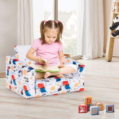 Costway 2-in-1 Convertible Kids Sofa to Lounger Flip-Out Chair w/Storage Pocket