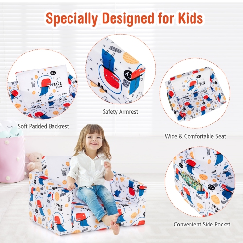 Costway 2-in-1 Convertible Kids Sofa to Lounger Flip-Out Chair w/Storage Pocket