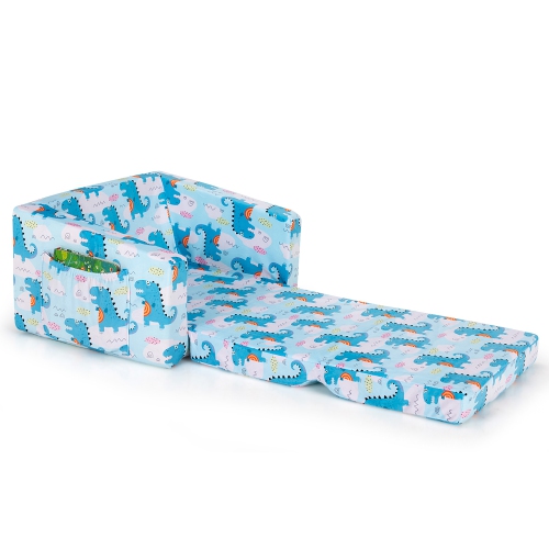 Costway 2-in-1 Convertible Kids Sofa to Lounger Flip-Out Chair w/Storage Pocket