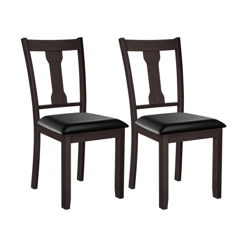 COSTWAY  Set Of 2 Dining Room Chair Wood Frame And Upholstered Padded Seat