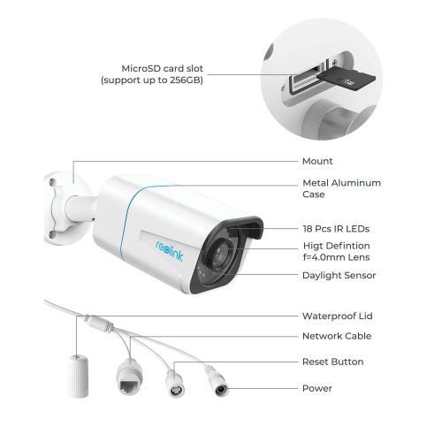 Reolink 4K Person/Vehicle Detection PoE Security Camera, Audio Recording