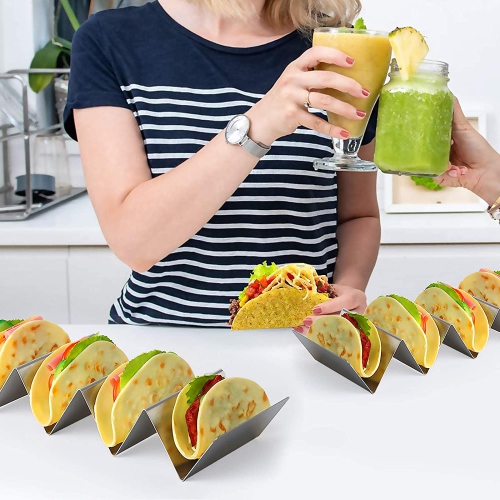 ISTAR Taco Holder Stainless Steel Taco Tray,Stylish Taco Shell Holders, Rack Holds Up to 4 Tacos Each Keeping Shells Upright, Health Material Taco