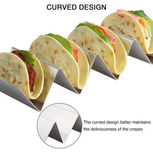 ISTAR Taco Holder Stainless Steel Taco Tray,Stylish Taco Shell Holders, Rack Holds Up to 4 Tacos Each Keeping Shells Upright, Health Material Taco