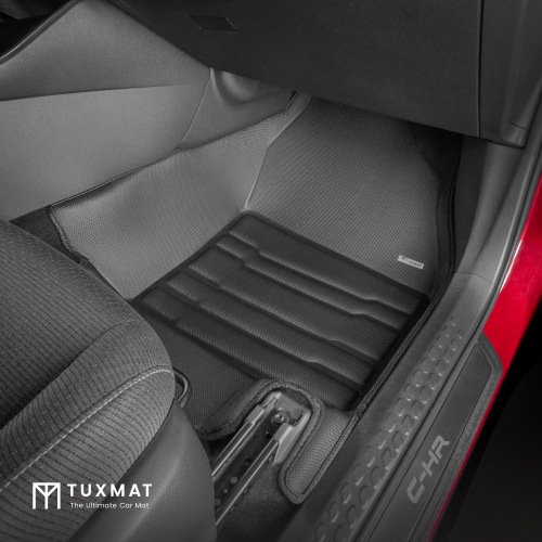 TuxMat - For Toyota C-HR 2017-2023 Models - Custom Car Mats - Maximum Coverage, All Weather, Laser Measured - This Full Set Includes 1st and 2nd Rows