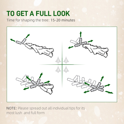 HOMCOM 6ft Prelit Artificial Pencil Christmas Tree, Snow Flocked Slim Xmas Tree with Warm White LED Lights - Green