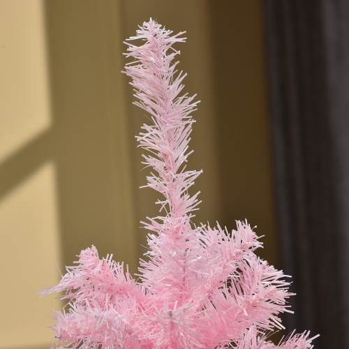 HOMCOM 4FT Artificial Christmas Tree Holiday Xmas Holiday Pencil Tree Decoration with Automatic Open for Home Party, Pink