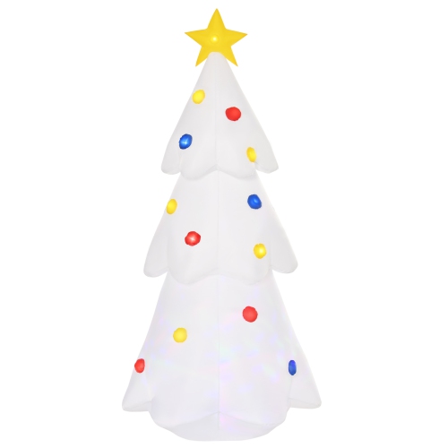 HOMCOM  8 Ft Tall Lighted Inflatable Christmas Tree \w Star And Multicolor Decorations Blow Up Decor Home Indoors \w 9 Built-In Led Lights Outdoor