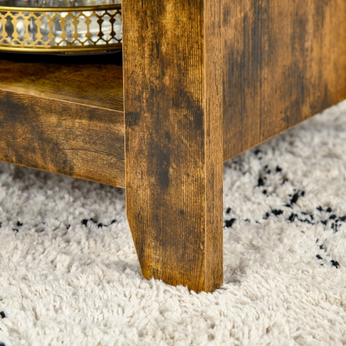 Homcom Table basse relevable avec compartiment de rangement caché et étagères ouvertes, table centrale escamotable pour salon, marron