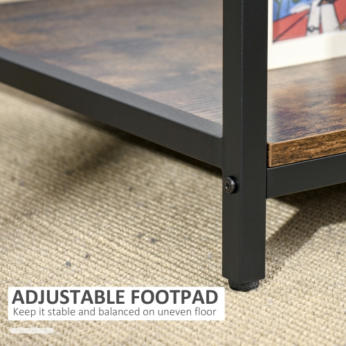 HOMCOM Industrial Coffee Table, 2-tier Center Table with Storage Shelf, Wood Look Accent Furniture with Metal Frame for Living Room, 39.4" x 21.3" x