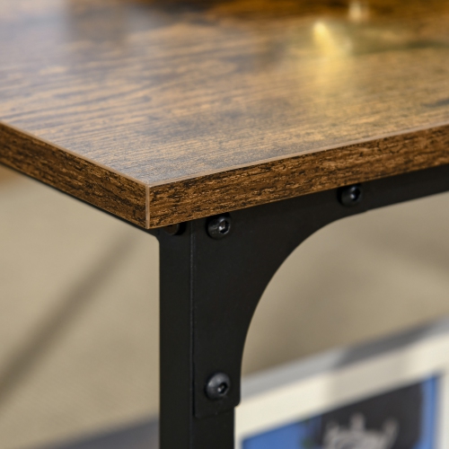 HOMCOM Industrial Coffee Table, 2-tier Center Table with Storage Shelf, Wood Look Accent Furniture with Metal Frame for Living Room, 39.4" x 21.3" x