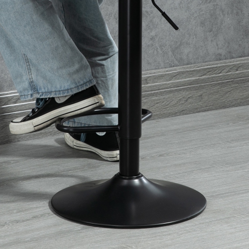 HOMCOM Adjustable Bar Stools Set of 2, Leathaire Swivel Barstools with Back and Footrest, Upholstered Bar Chairs for Kitchen, Dining Room, Home Pub,