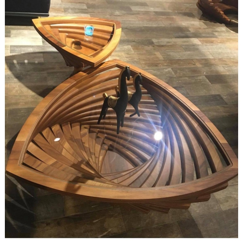 C-DECOR  Genuc Side Coffee Table - Walnut, 20 Inch