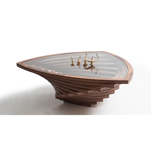 GENUC Side Coffee Table - Walnut, 20 Inch