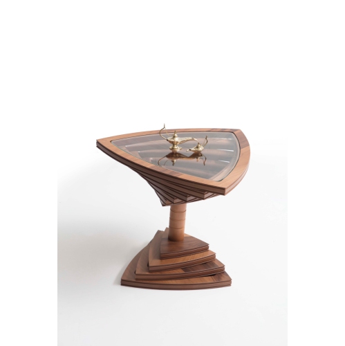 GENUC Side Coffee Table - Walnut, 20 Inch