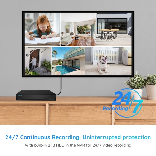 Reolink – système de caméras de sécurité NVR 4K canaux pour petites entreprises, enregistreur vidéo réseau 8 canaux, disque dur 2 To intégré,