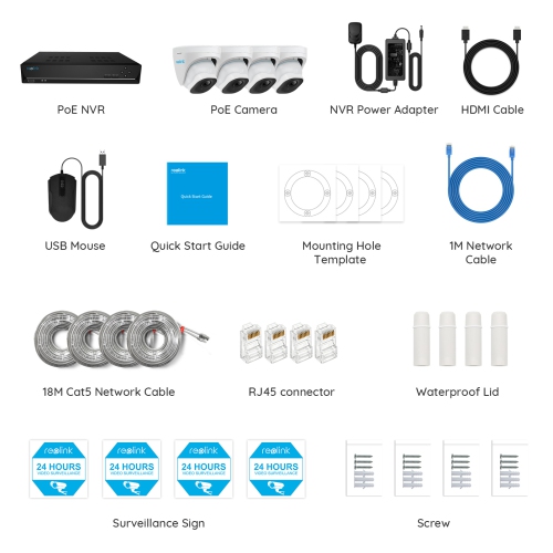 Reolink – système de caméras de sécurité NVR 4K canaux pour petites entreprises, enregistreur vidéo réseau 8 canaux, disque dur 2 To intégré,