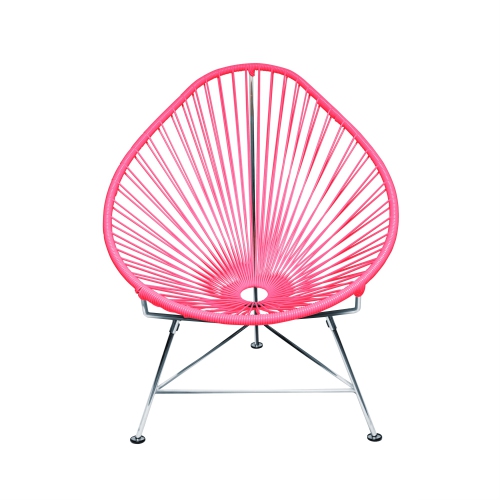 Innit Designs i01-03-05 Acapulco Chair - Pink Weave on Chrome Frame