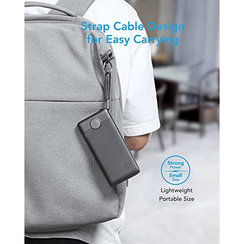 VEEKTOMX Chargeur portable avec câbles intégrés, batterie externe 10 000 mAh ultra fine, chargeur USB C avec 2 entrées et 4