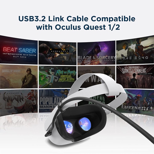 Câble de liaison pour Oculus Quest 15 pieds 5 mètres transfert de données haute vitesse USB Type-C USB 3.2
