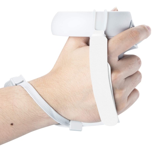 1 Pair Adjustable Hand Grip Strips Accessories for Oculus Quest 2 VR Gaming Headset Controller Handle Dropping Prevention White - axGear