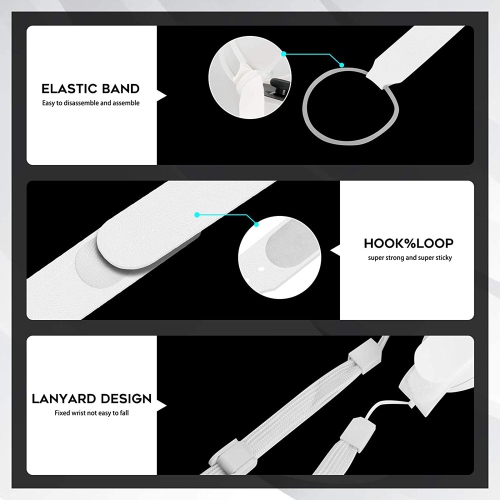 1 Pair Adjustable Hand Grip Strips Accessories for Oculus Quest 2 VR Gaming Headset Controller Handle Dropping Prevention White - axGear