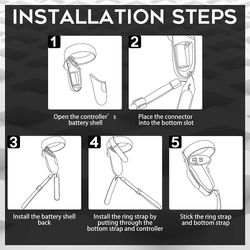 1 Pair Adjustable Hand Grip Strips Accessories for Oculus Quest 2 VR Gaming Headset Controller Handle Dropping Prevention White - axGear