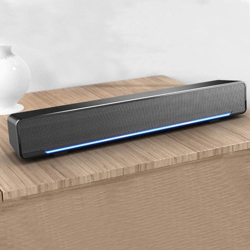 Soundbar USB Powered Sound Bar Speakers for Computer Desktop Laptop PC Black - axGear