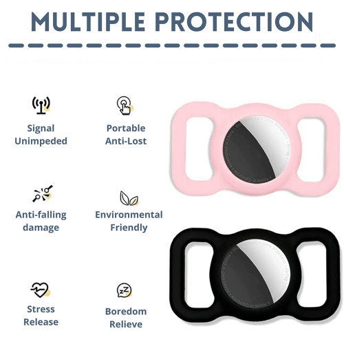 [4 Pack] Silicon AirTag Case Compatible with AirTag 2021, Air Tag Protective Holder for Dog, Cat, Pet Collar Loop Holder, Safety Anti-Lost,