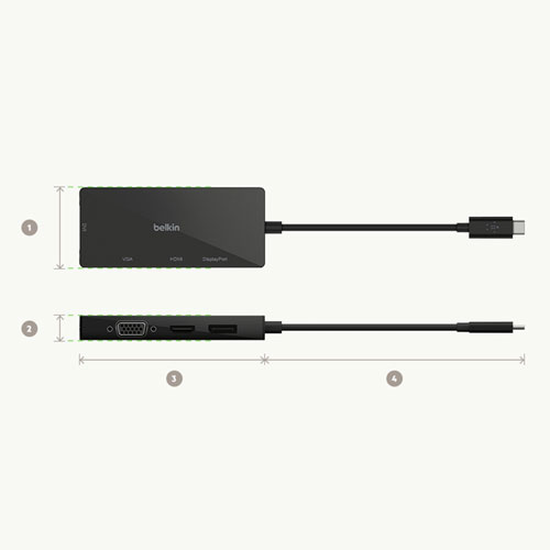 Belkin CONNECT 4-in-1 USB-C Video Adapter (AVC003BTBK)