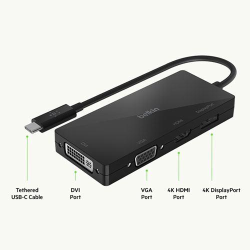 Belkin CONNECT 4-in-1 USB-C Video Adapter (AVC003BTBK)