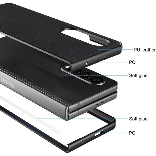 【CSmart】 Etui Coque à rabat en cuir rigide antichoc et antichoc pour Samsung Galaxy Z Fold 3 5G, brun