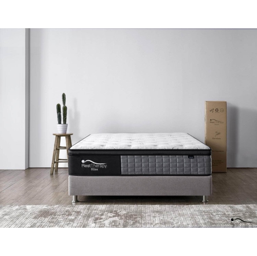 Matelas hybride à ressorts ensachés Bliss Bamboo 12 po avec mousse à mémoire gel frais de Rerest Therapy