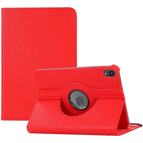[CS] 360 Rotating PU Leather Stand Case Smart Cover for iPad Mini 6 7 6th 7th Gen., Red