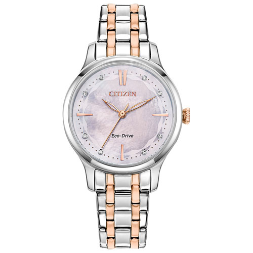 Citizen Eco-Drive 31mm Women's Dress Watch with Crystal Accents - Two-Tone/Mother-of-Pearl