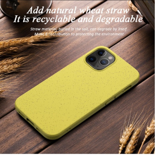 TopSave Matte Phone Cover Made of TPU and Wheat Straw Shockproof Drop Protection Case For iPhone 13-Yellow