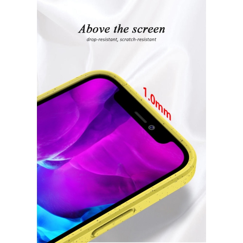 TopSave Matte Phone Cover Made of TPU and Wheat Straw Shockproof Drop Protection Case For iPhone 13-Yellow