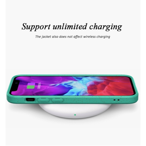 TopSave Matte Phone Cover Made of TPU and Wheat Straw Shockproof Drop Protection Case For iPhone 13-Green