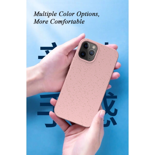 TopSave Matte Phone Cover Made of TPU and Wheat Straw Shockproof Drop Protection Case For iPhone 13-Pink Sand