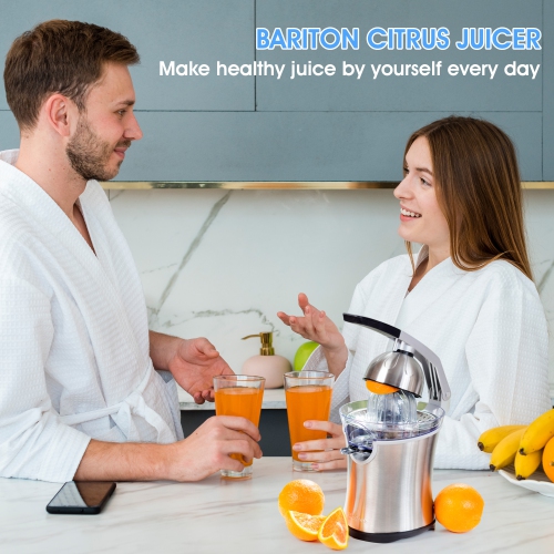 Presse-agrumes en acier inoxydable Barton, poignée en aluminium moulé, 160 W ,deux cônes transparents pour orange et citron…