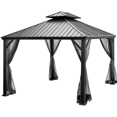 Costway 12ft x 10ft Hardtop Gazebo 2-tier Outdoor Galvanized Steel Canopy
