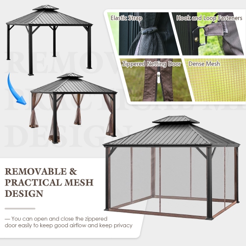 Costway 12ft x 10ft Hardtop Gazebo 2-tier Outdoor Galvanized Steel Canopy