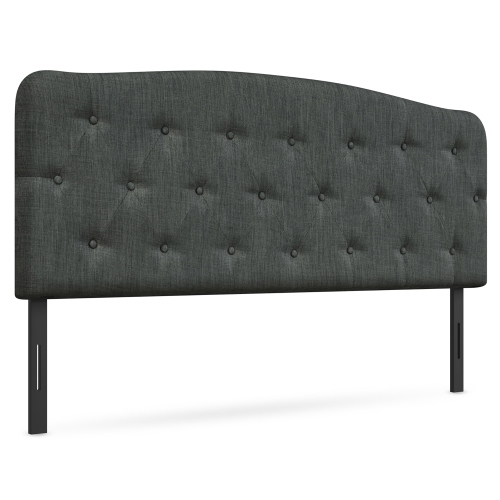 Full Size Upholstered Headboard Only Adjust Button Tufted Faux Linen Light Grey\Dark Grey