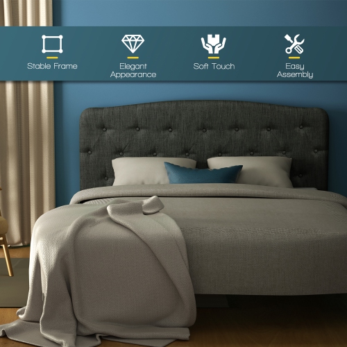 Costway Full Size Upholstered Headboard Only Adjust Button Tufted Faux Linen