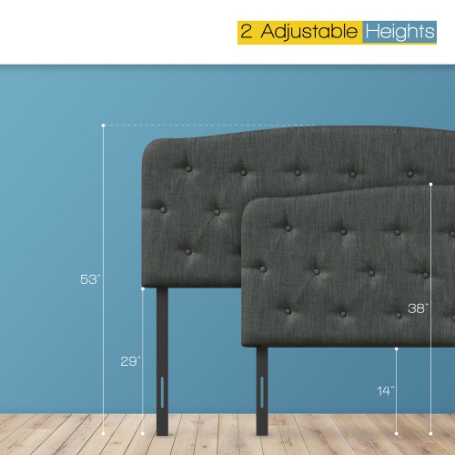 Costway Full Size Upholstered Headboard Only Adjust Button Tufted Faux Linen