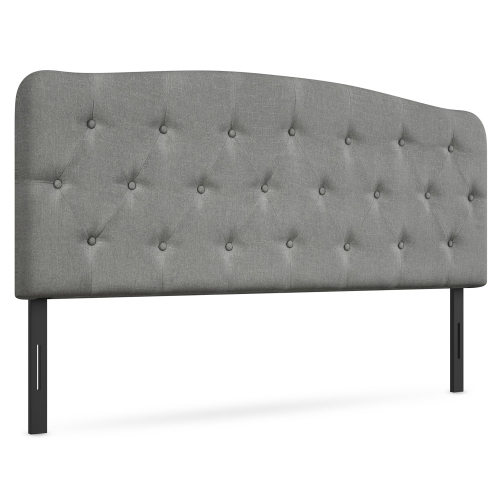 Full Size Upholstered Headboard Only Adjust Button Tufted Faux Linen Light Grey\Dark Grey