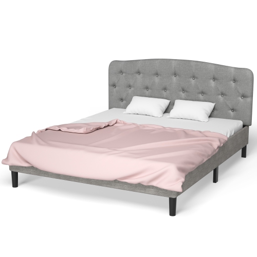 Costway Full Size Upholstered Headboard Only Adjust Button Tufted Faux Linen