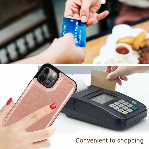 Merlin Leather Flip Wallet Case Card Holder Phone Back Cover for iPhone 13(Pink) - Free Shipping