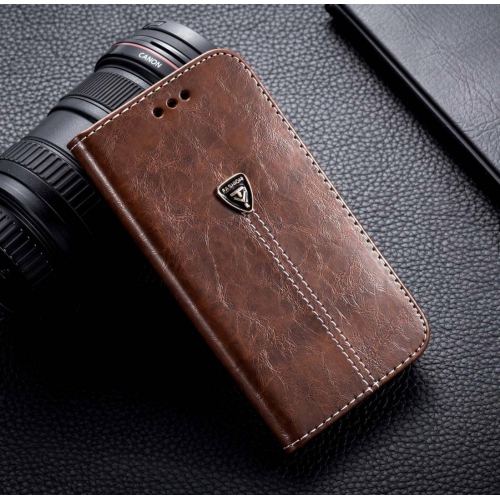LEDEX  Luxury Magnetic Flip Cover Stand Wallet Leather Case Card Holder for Iphone 13 Pro Max (Brown)